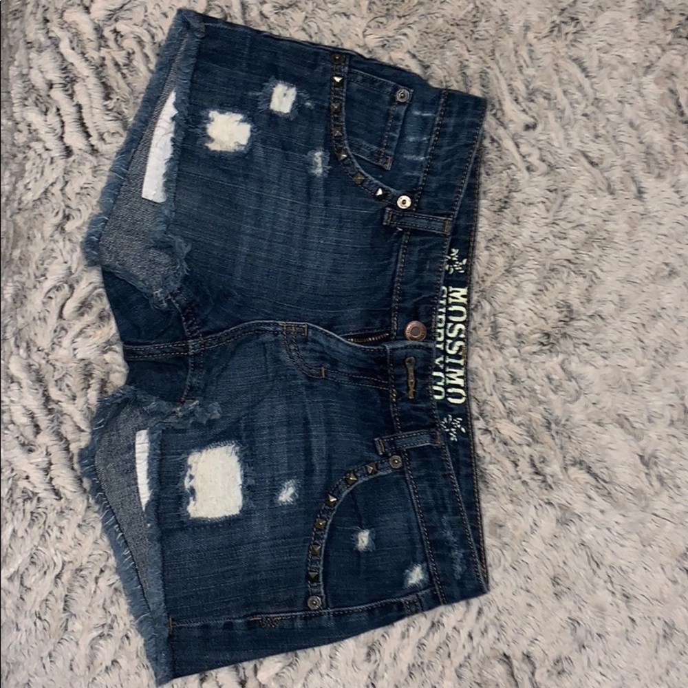 Denim shorts.